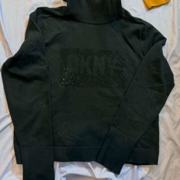3 DKNY Turtleneck Logo Studded Sweaters - SIZE LARGE (Gold, Blue, and Black) - Picture 4 of 11